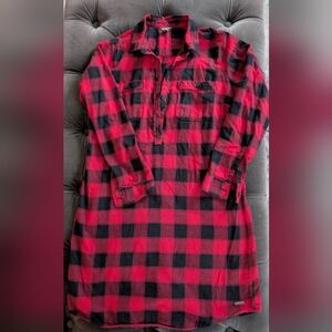 Eddie Bauer Cotton Women's Flannel Tunic Top. Tight Medium. Best for XS/S